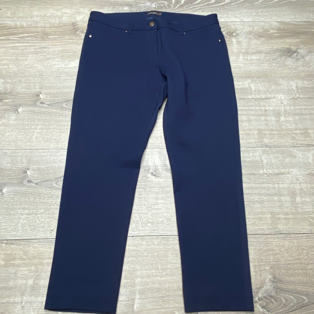 J.McLaughlin Pants Women 10 Blue Rayon Nylon Spandex Slim Leg Career Trousers
